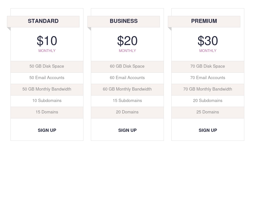 css3基于bootstrap項目價格表樣式代碼