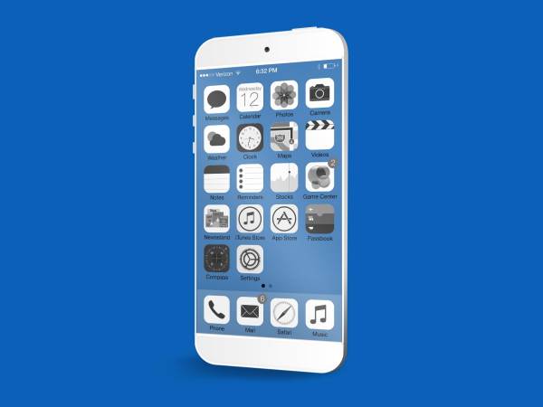 白色的苹果iphone6透明手机界面设计psd分层素材下载