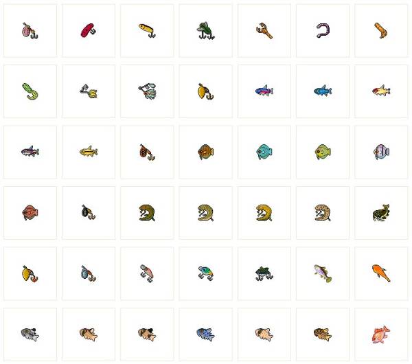 32x32的鱼类图标_点像素鱼类图标_海鲜图标素材ico下载