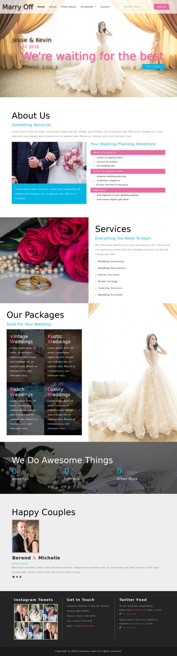 宽屏的婚纱摄影图片展示网站模板