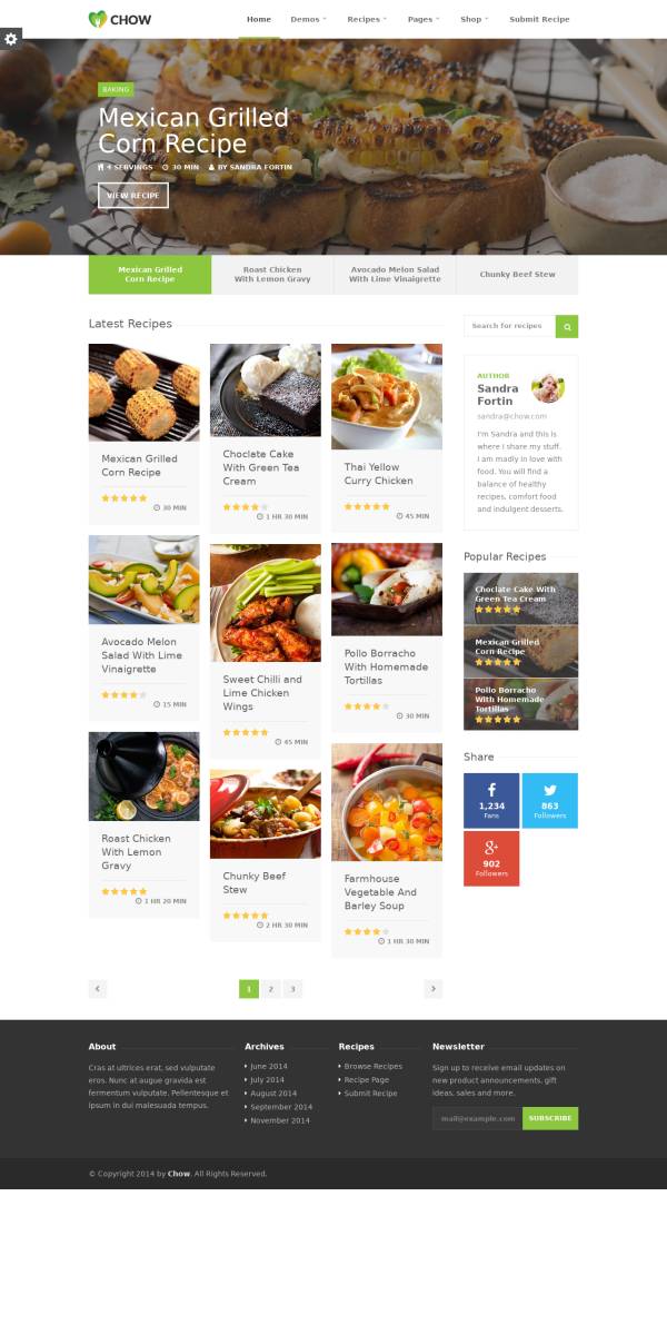 绿色的美食菜谱交流平台网页模板