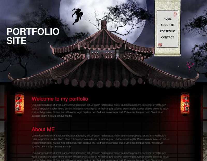忍者杀手主题特色的简单个人作品展示博客网站HTML模板源码下载