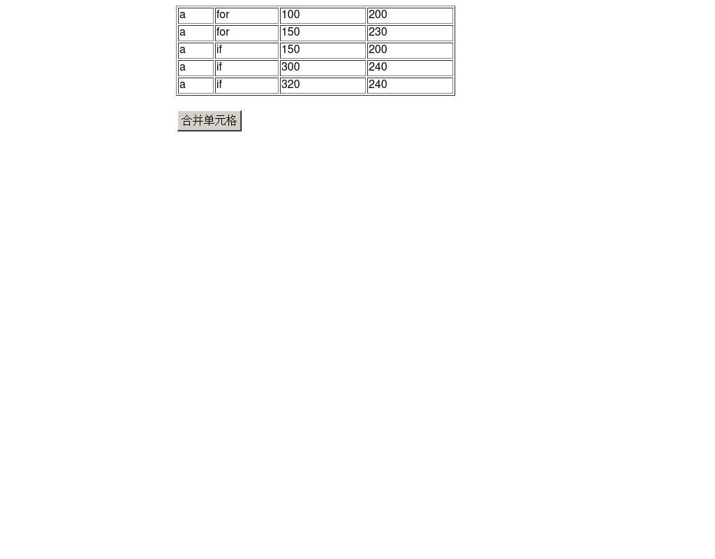 原生js仿Excel合并單元格實(shí)例點(diǎn)擊合并表格單元格效果代碼