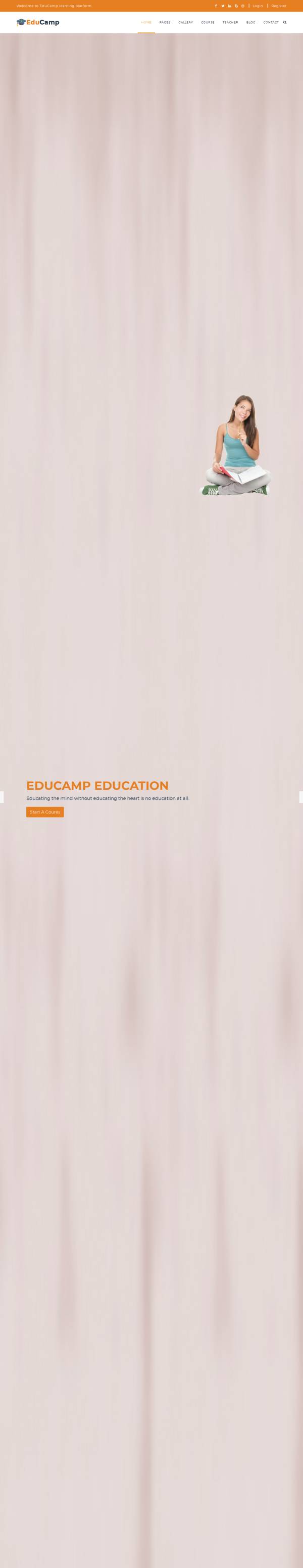 橙色宽屏的网络课程教育学校网站模板