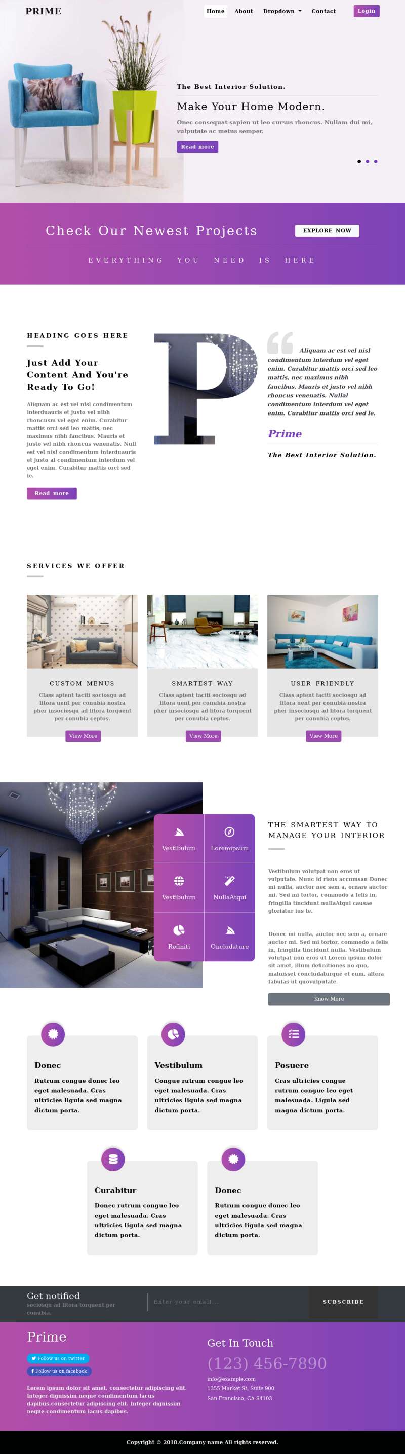 紫色的家居装饰公司网站html模板