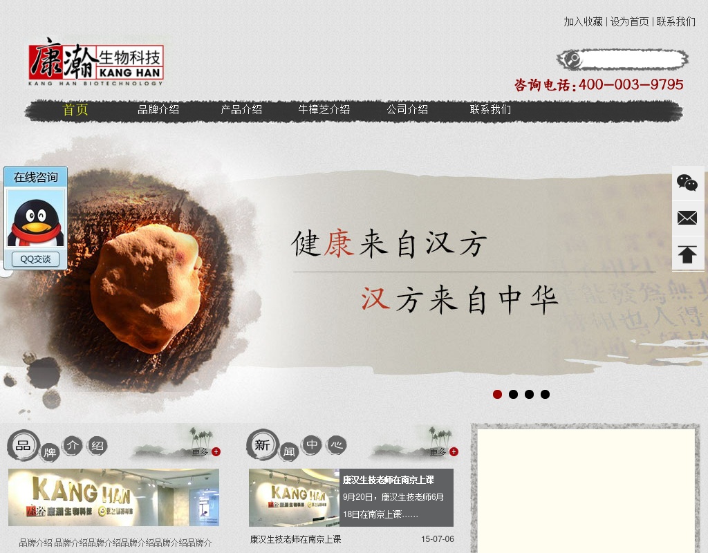 中國水墨風格的健康醫藥介紹網站模板