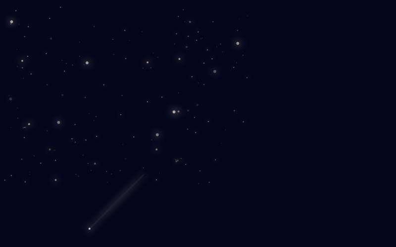 html5夜空中流星划过背景动画特效