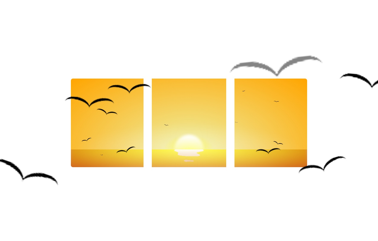 海邊夕陽一群大雁場景特效