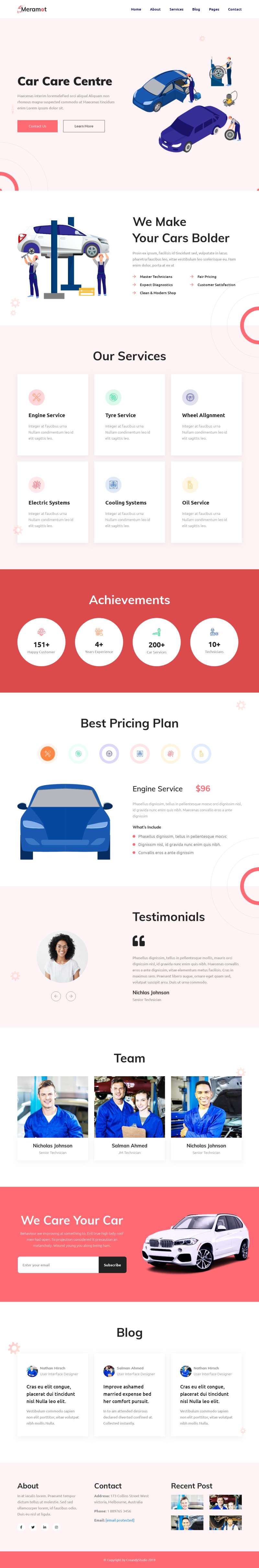 简洁的汽车维修保养网站HTML模板