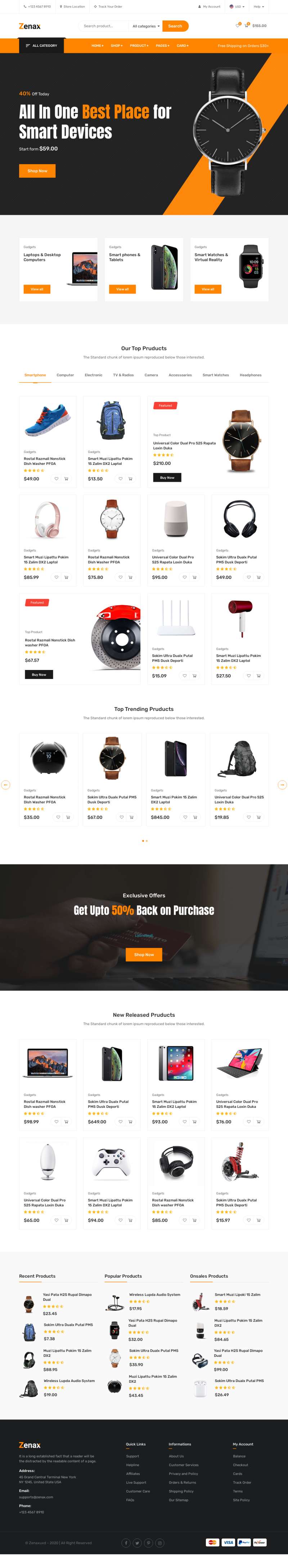 手表电子产品销售商城网页模板