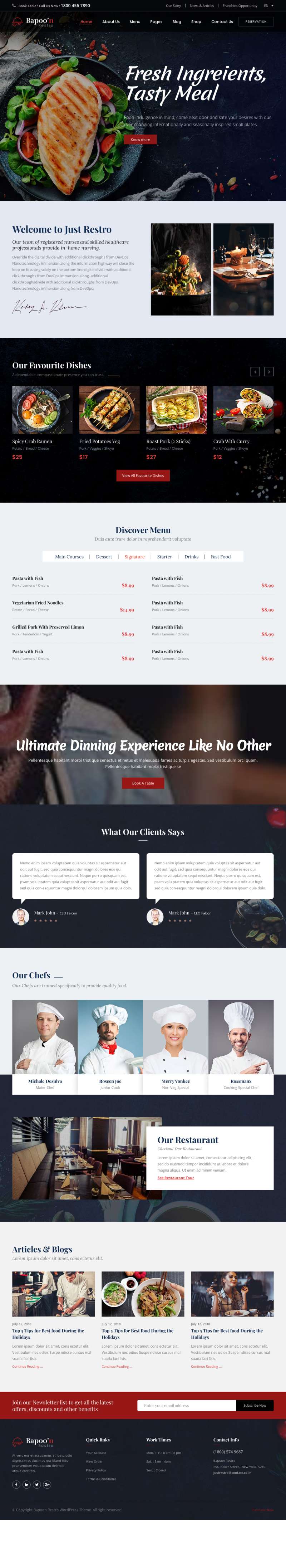 五星级餐厅美食预订网站HTML模板