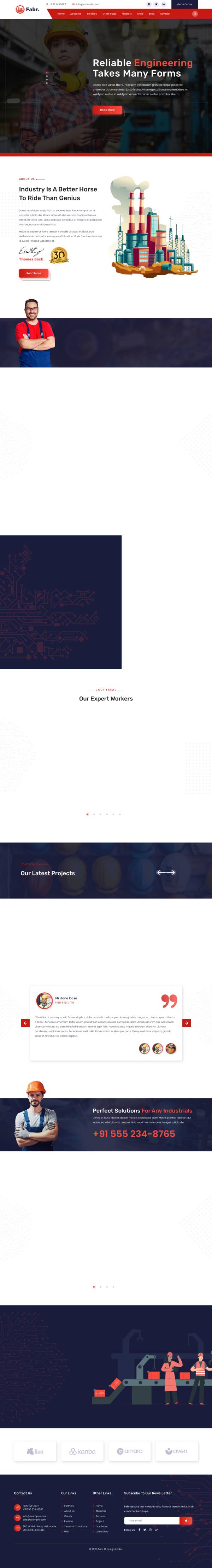 红色的工业生产企业网站HTML模板