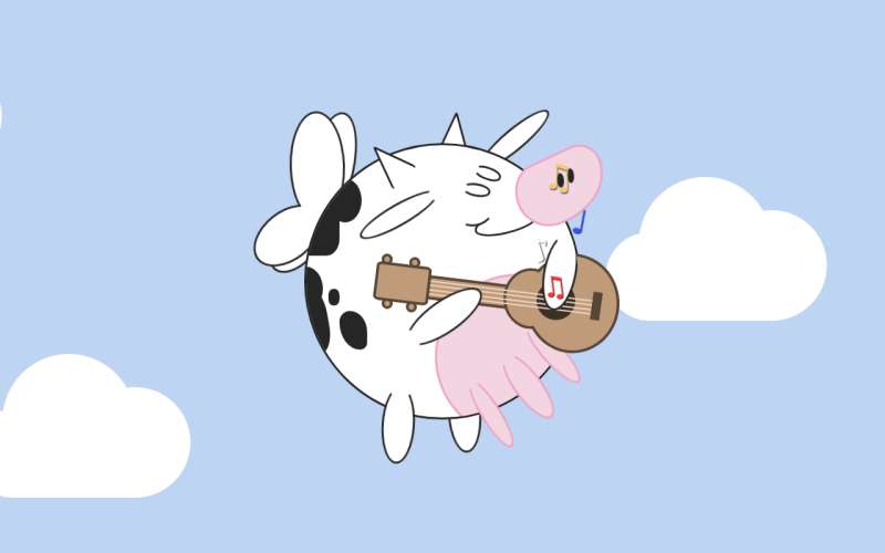 卡通飞翔的牛动画特效
