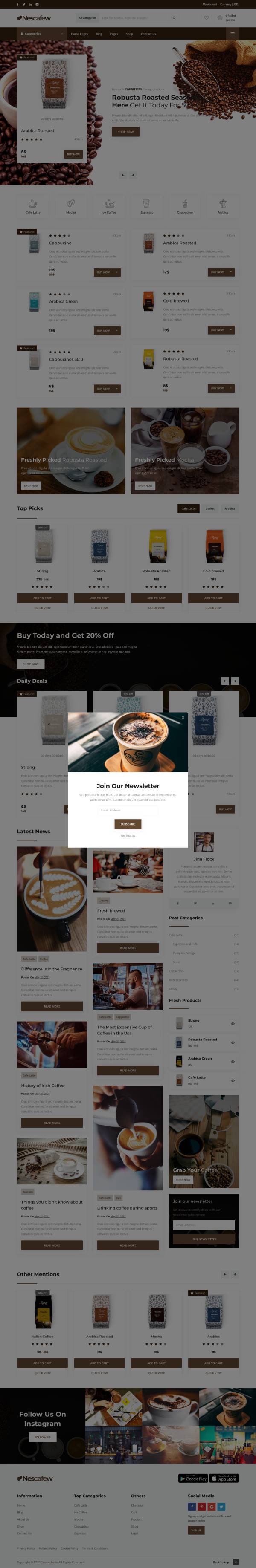 咖啡店铺电商网站HTML模板