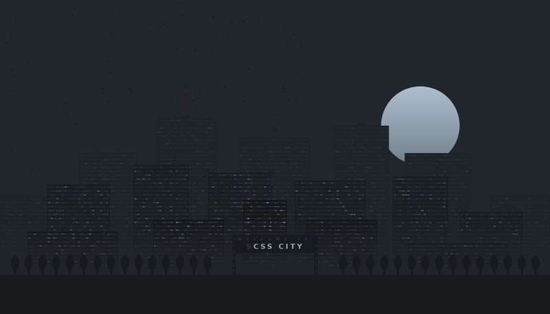css3深夜里的城市背景动画特效