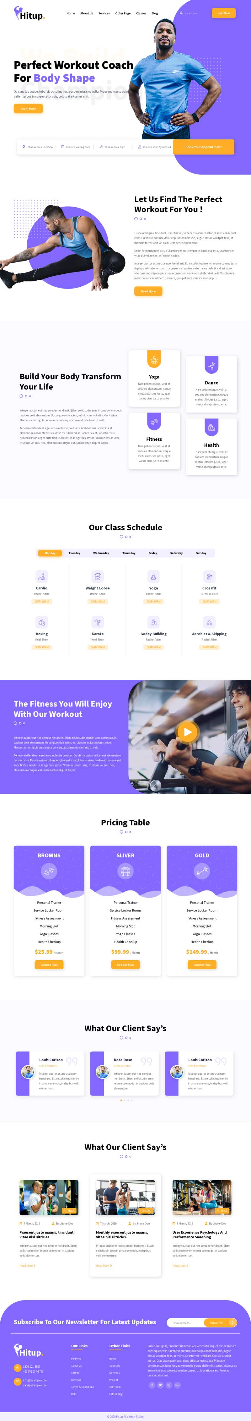 私人教练健身俱乐部网站HTML模板