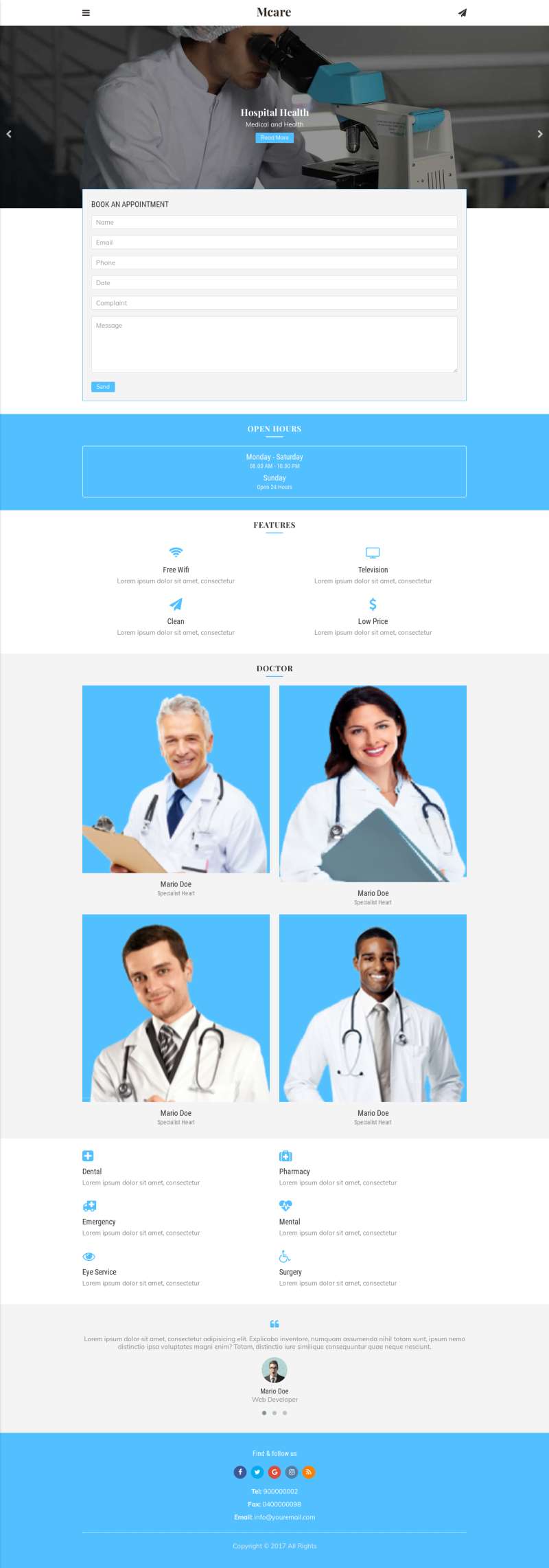医疗保险服务手机网站模板