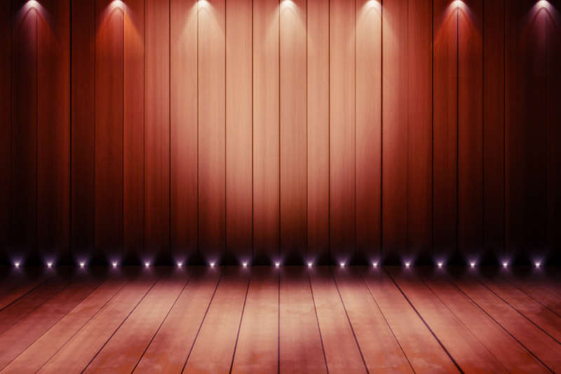 复古的灯光下的木板舞台高清图片jpg下载