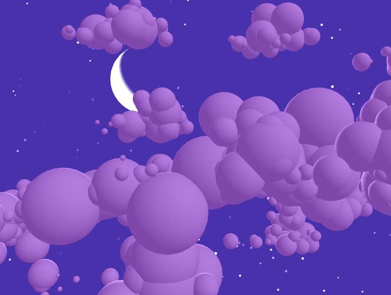 html5 canvas夜空中月亮和云层动画特效