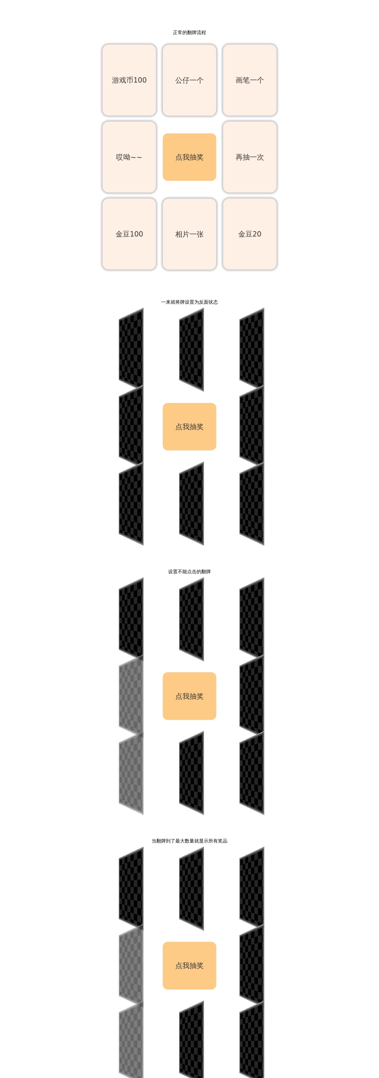 jQuery点击3D翻牌抽奖游戏代码