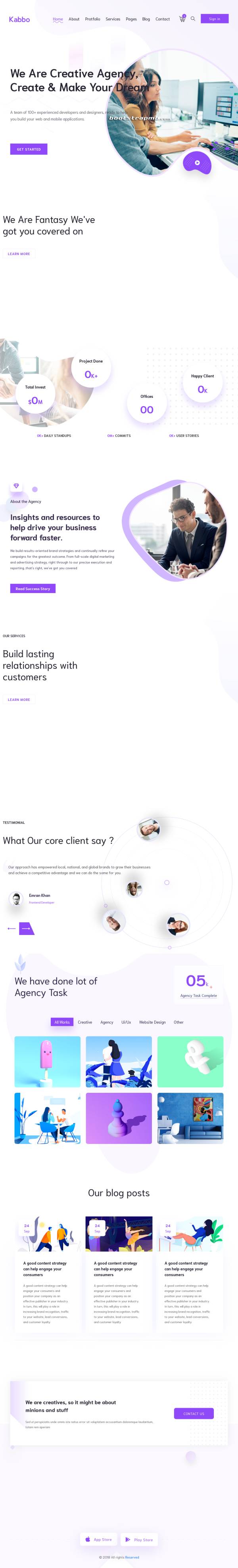 紫色创意设计公司网站Bootstrap模板