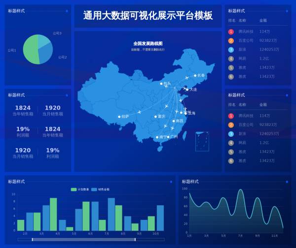 企业销售网点数据分析投屏页面