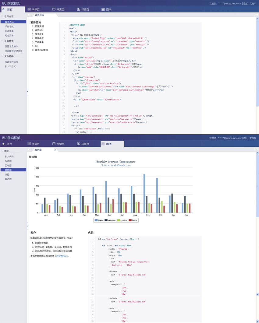 簡潔的淘寶框架bui后臺管理系統(tǒng)模板html源碼下載