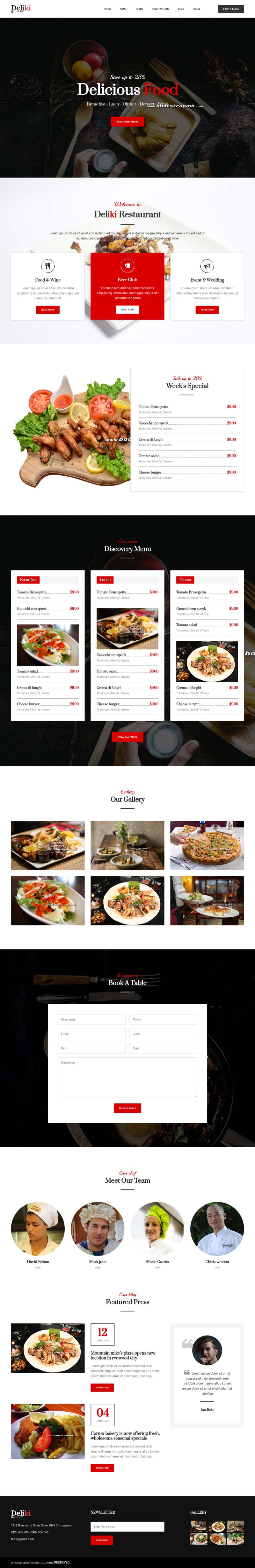 大气餐饮美食网站Bootstrap设计模板