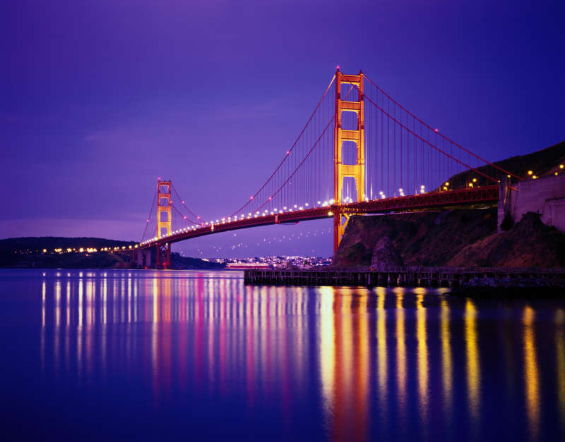美国金门大桥夜景高清图片素材jpg下载