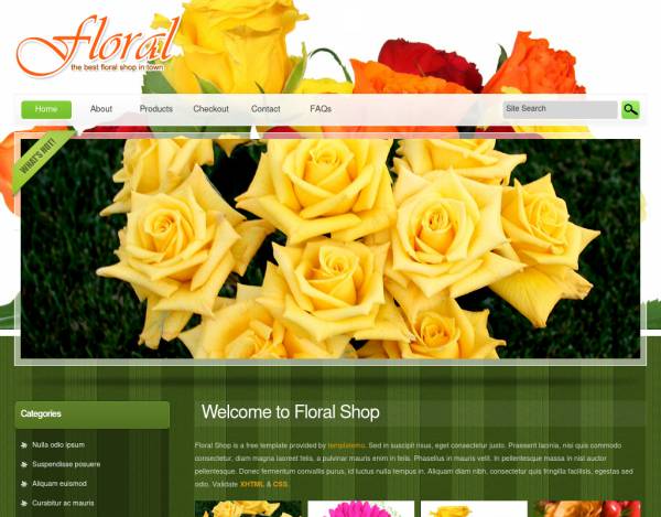 绿色的鲜花店商城网页HTML整站模板下载