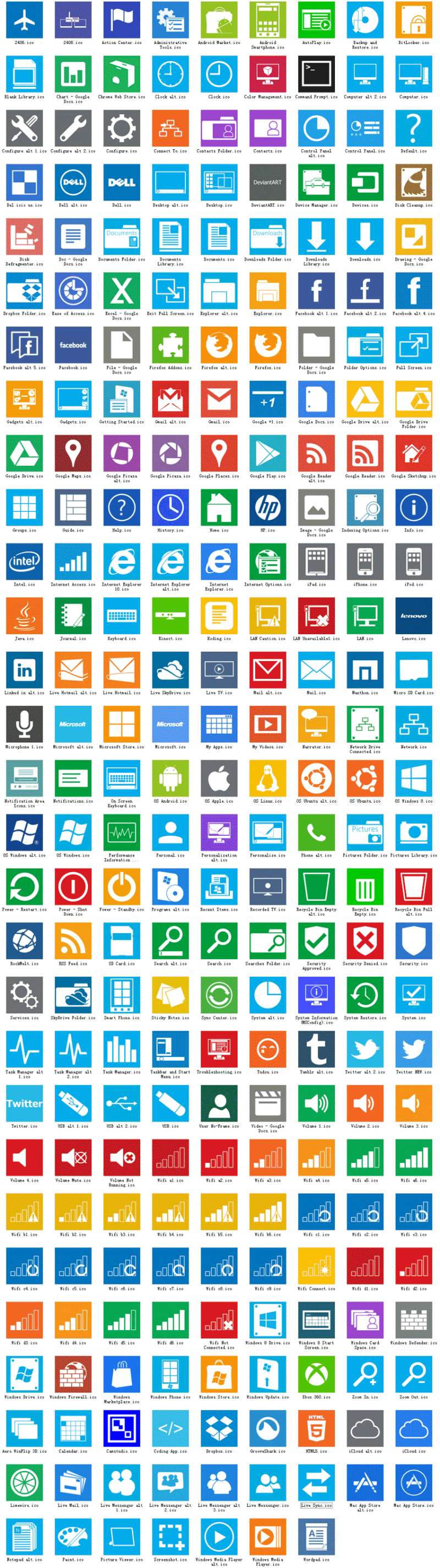 扁平化modern风格的电脑桌面工具包图标ico下载