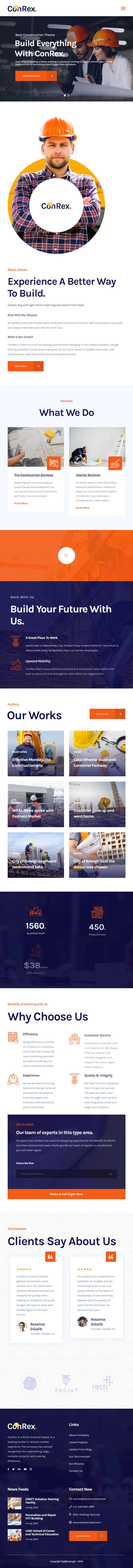橙色的房地产建筑公司网站模板