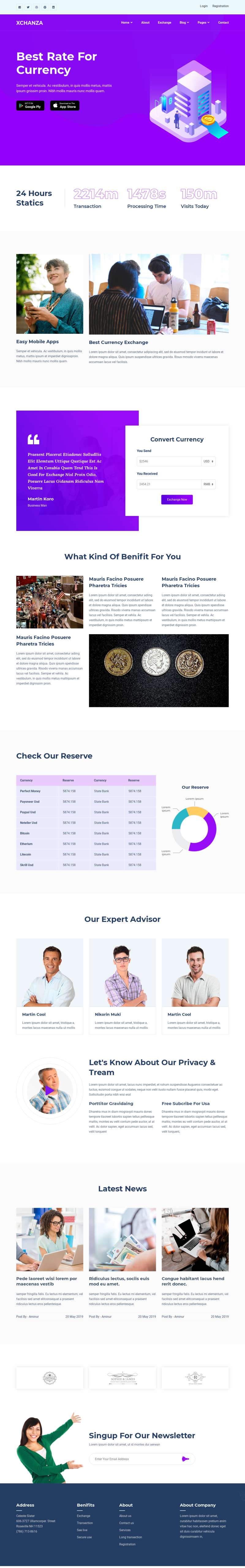 紫色的美元交易平台网站HTML模板