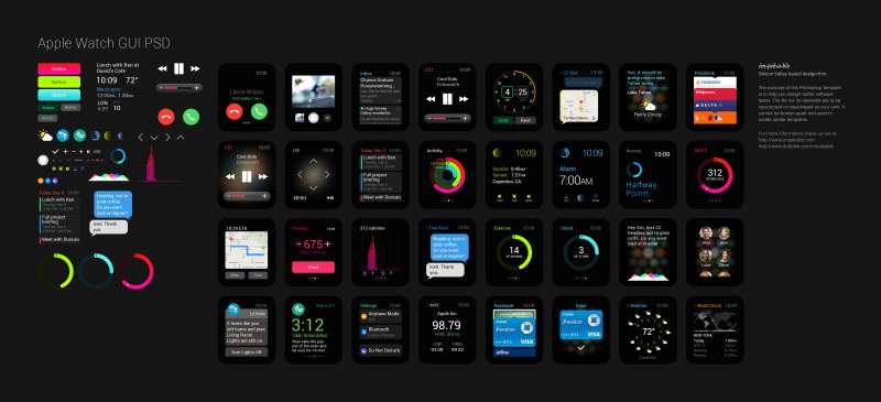 黑色的苹果iwatch智能手表ui app界面设计psd下载
