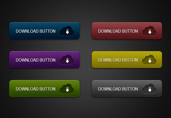 6種顏色漸變的云端下載按鈕psd素材下載