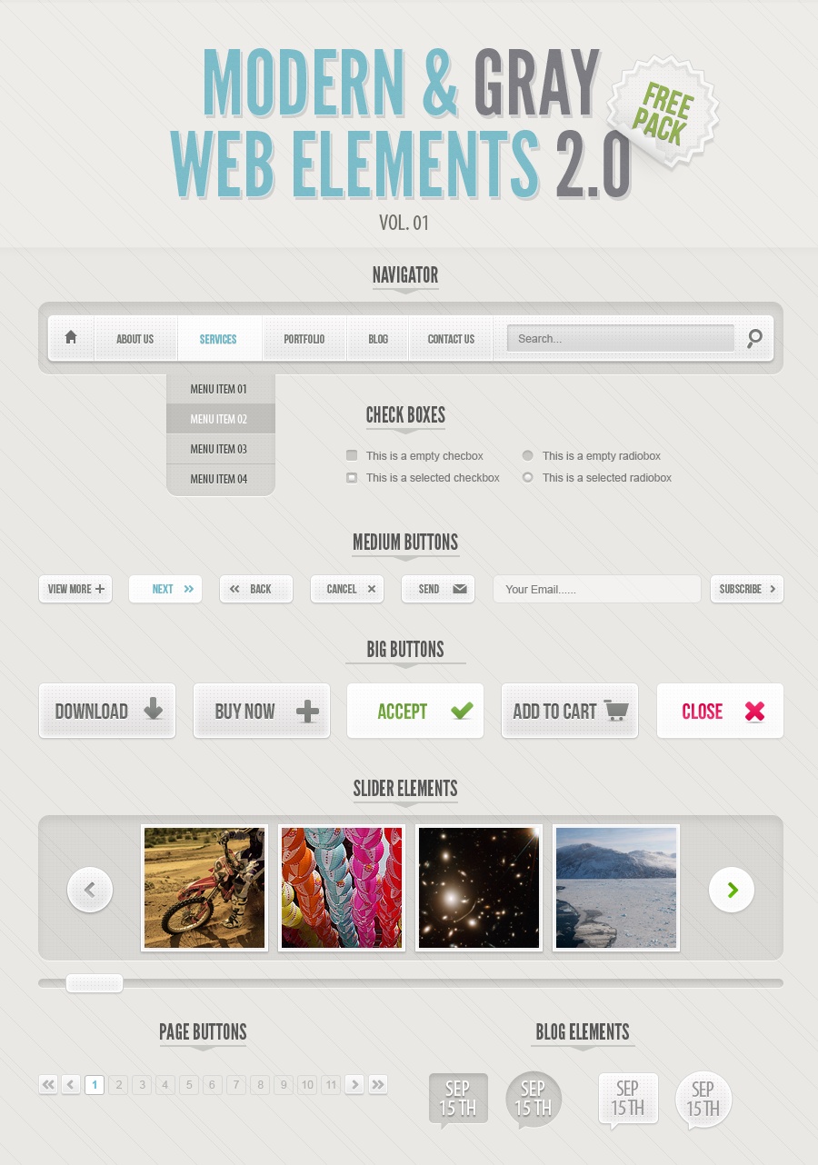 Web 2.0網(wǎng)頁元素時尚灰色網(wǎng)頁ui素材下載