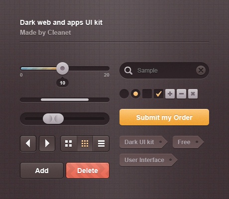 深色的網(wǎng)頁(yè)元素Web應(yīng)用程序UI工具包下載