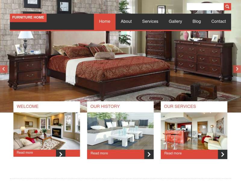 红色扁平风格的室内装修设计网站模板