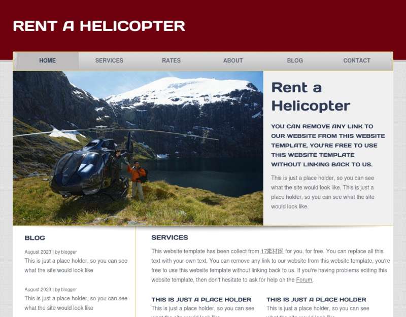 国外红色的直升飞机租赁公司静态网站模板