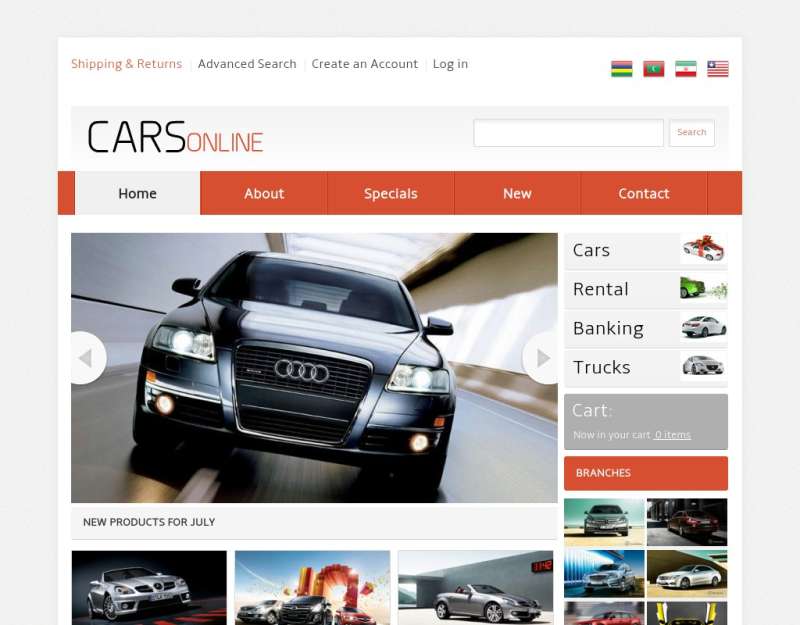 橙色的4S店汽车销售网站静态模板
