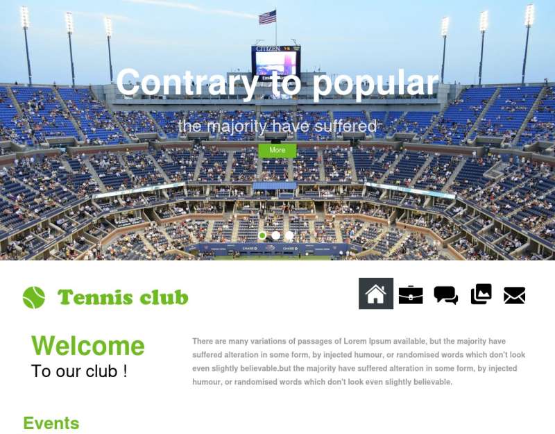 绿色宽屏的网球俱乐部网站静态页面模板html