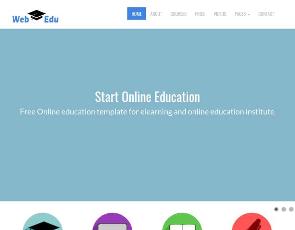 蓝色简洁的教育培训机构网站模板html整站