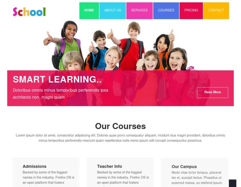 红色简洁的儿童学校教育网站静态模板下载