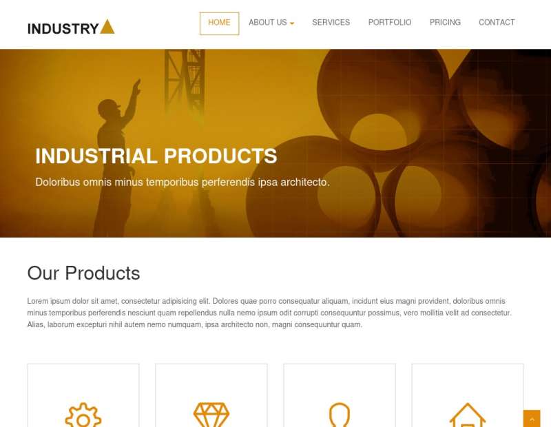 橙色宽屏的工业制造公司网站模板html整站