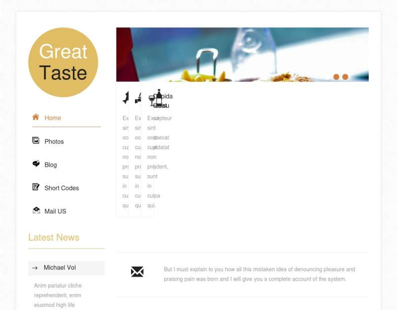白色简洁的餐饮美食网站静态模板下载