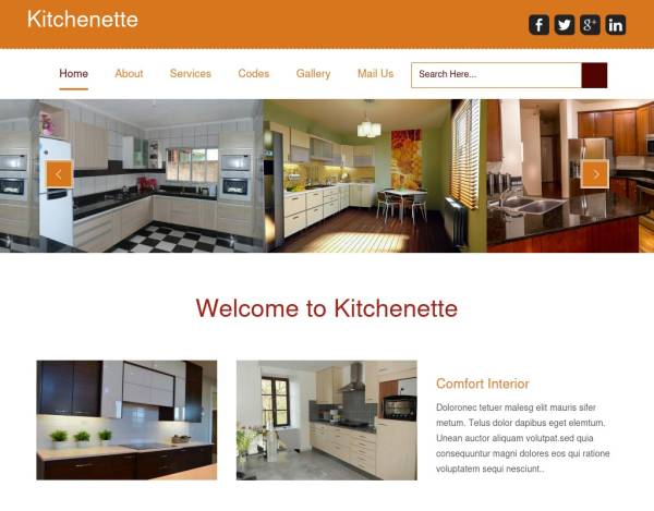 橙色宽屏的室内家具装饰公司网站静态模板下载