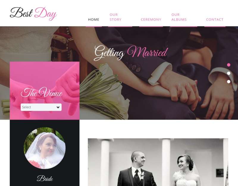 简洁宽屏的国外婚纱摄影网站静态模板