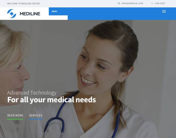 蓝色大气国外医院医疗网站模板html整站