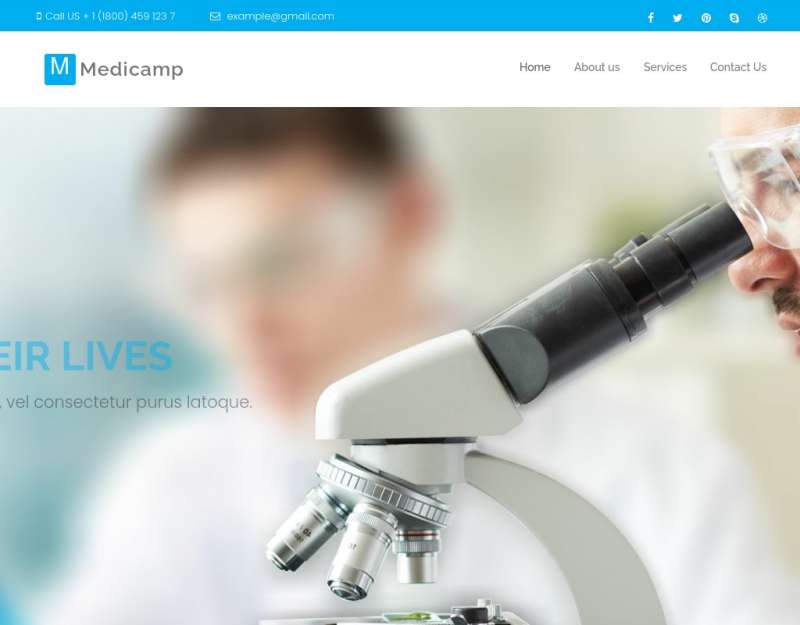 蓝色大气的医疗研究所公司网站html5模板