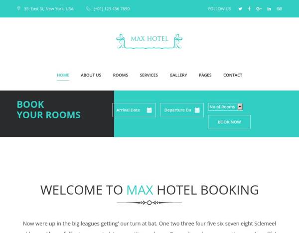 蓝色大气的旅游度假酒店网站模板html源码